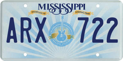 MS license plate ARX722