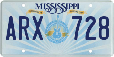 MS license plate ARX728