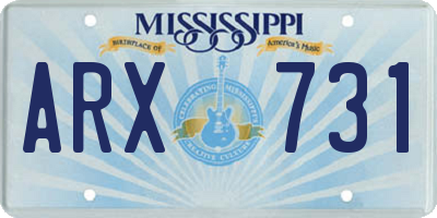 MS license plate ARX731