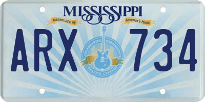 MS license plate ARX734