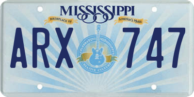 MS license plate ARX747