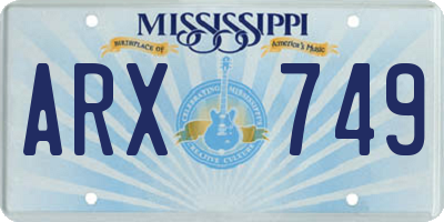 MS license plate ARX749