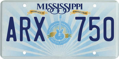 MS license plate ARX750