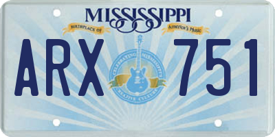 MS license plate ARX751