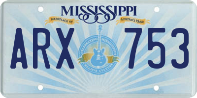 MS license plate ARX753