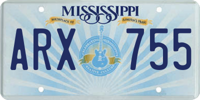 MS license plate ARX755
