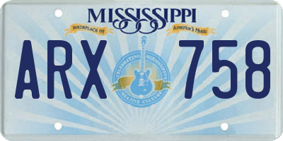 MS license plate ARX758