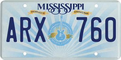 MS license plate ARX760