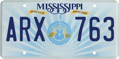 MS license plate ARX763