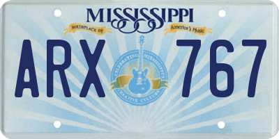 MS license plate ARX767