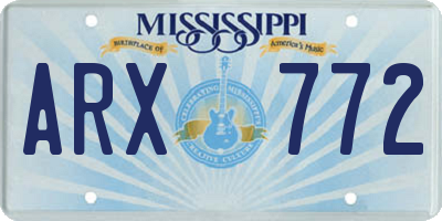 MS license plate ARX772