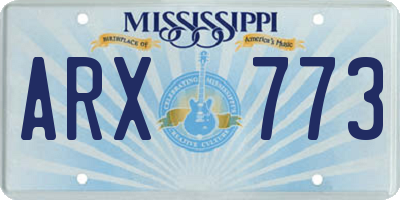 MS license plate ARX773