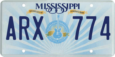 MS license plate ARX774
