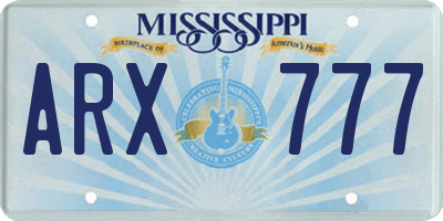 MS license plate ARX777