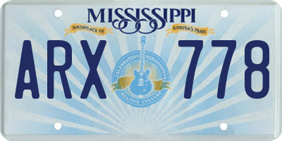 MS license plate ARX778