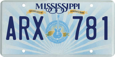MS license plate ARX781