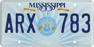 MS license plate ARX783