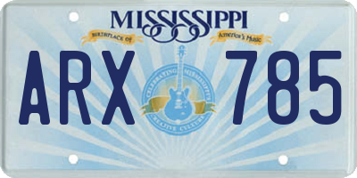 MS license plate ARX785