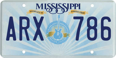 MS license plate ARX786