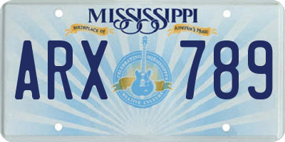 MS license plate ARX789