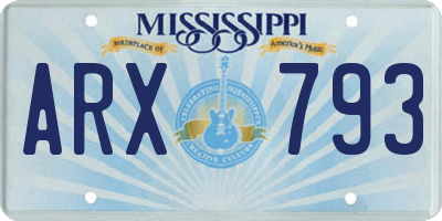 MS license plate ARX793