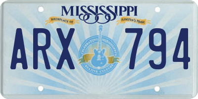 MS license plate ARX794