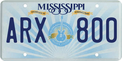 MS license plate ARX800