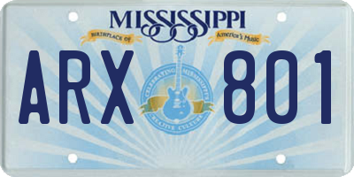 MS license plate ARX801