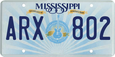MS license plate ARX802