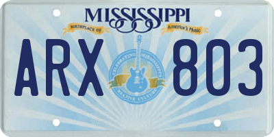 MS license plate ARX803