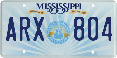 MS license plate ARX804