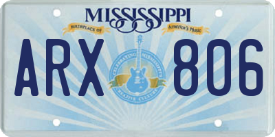 MS license plate ARX806