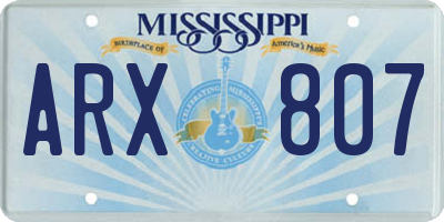 MS license plate ARX807