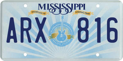 MS license plate ARX816