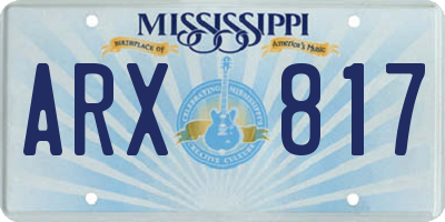 MS license plate ARX817