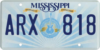 MS license plate ARX818