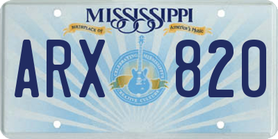 MS license plate ARX820
