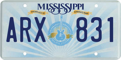 MS license plate ARX831