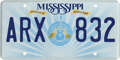 MS license plate ARX832