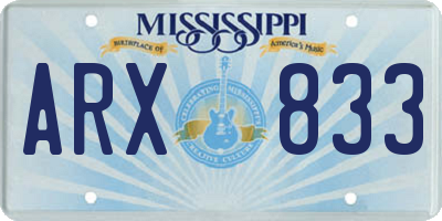 MS license plate ARX833