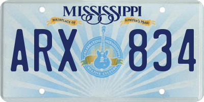 MS license plate ARX834