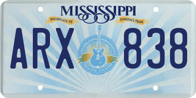 MS license plate ARX838