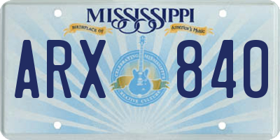 MS license plate ARX840