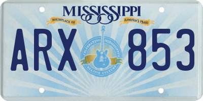 MS license plate ARX853