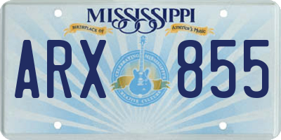 MS license plate ARX855