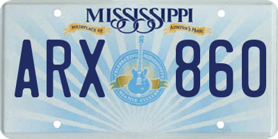 MS license plate ARX860