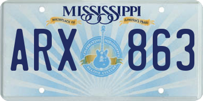 MS license plate ARX863