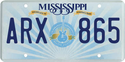 MS license plate ARX865