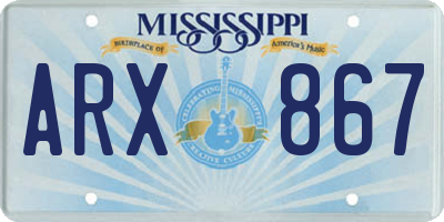 MS license plate ARX867