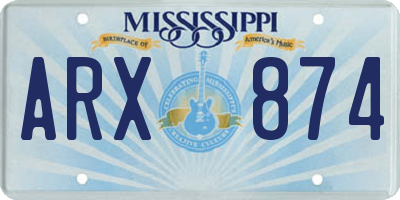 MS license plate ARX874